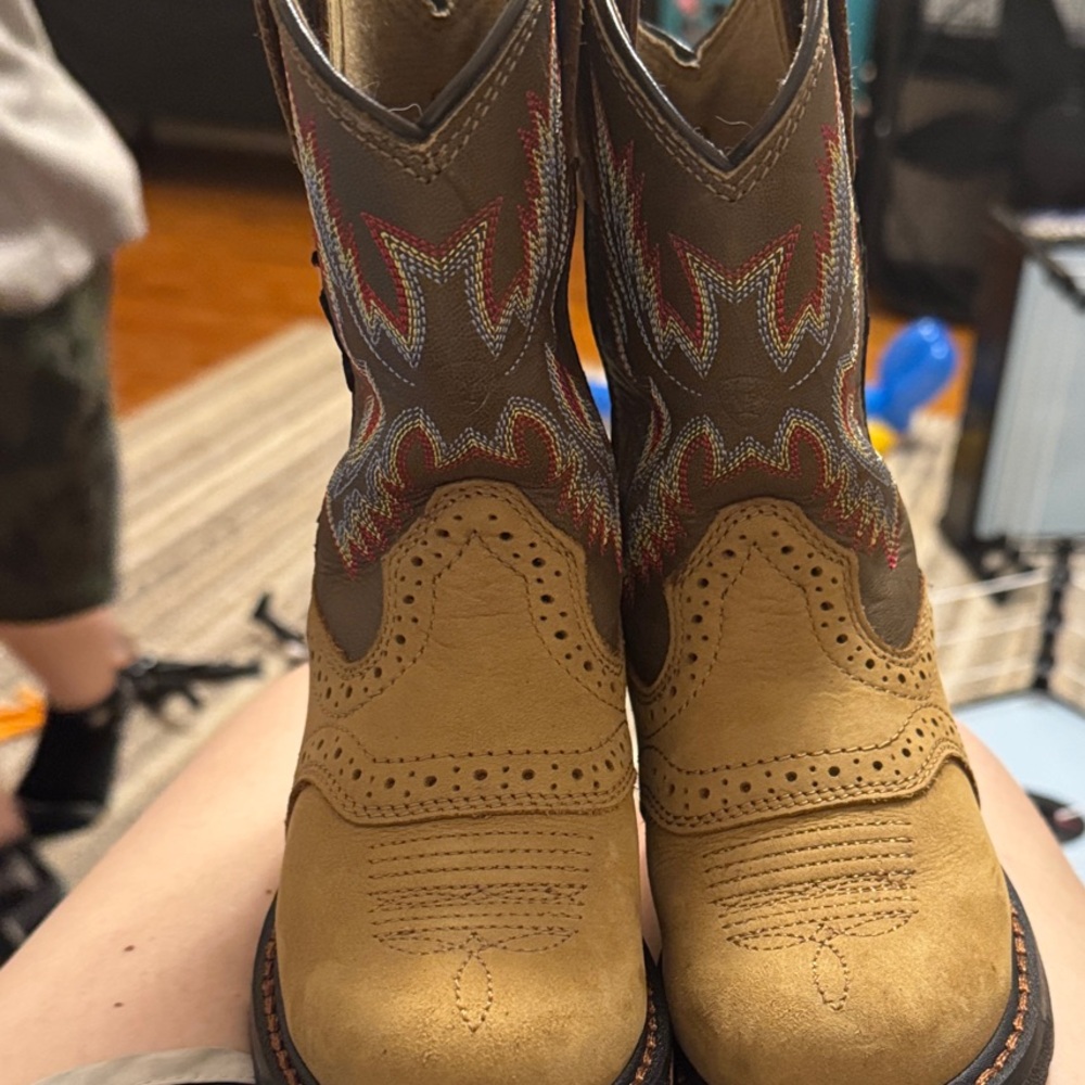 Ariat Kids Tan and Brown Western Pull-On Boots